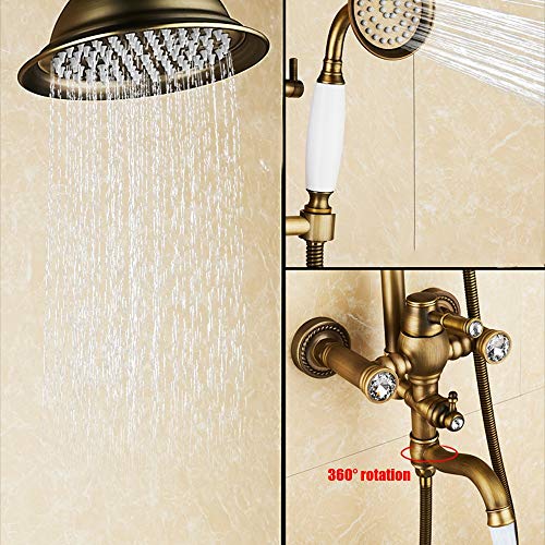 Ensemble de douche antique en cuivre d'exception incrusté de strass diamant - 6