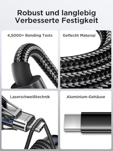 USB C Kabel, [2 Stück 2m] 3.1A USB C Ladekabel Nylon USB auf USB C Kabel – Ansicht 6