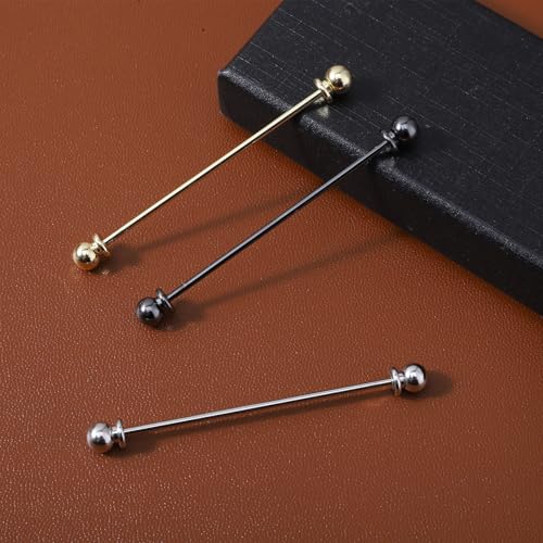 3 Stück Krawattennadel Metall Klassischer Krawattenklammer Herren Kragen Pin Krawatte Clip Bar Kette Hemd Kragen Pin Anzug Brosche Revers für Hemd Herren Zubehör Valentinstag (Silber/Gold/Schwarz)