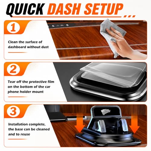 TSIEBRV Car Dashboard Phone Holder with Land of Free,360° Rotatable Car Phone Holder Mount with Strong Self‑Adhesive,Universal Anti‑Slip Cell Phones Cars Mount for Horizontal & Vertical Place - image 6