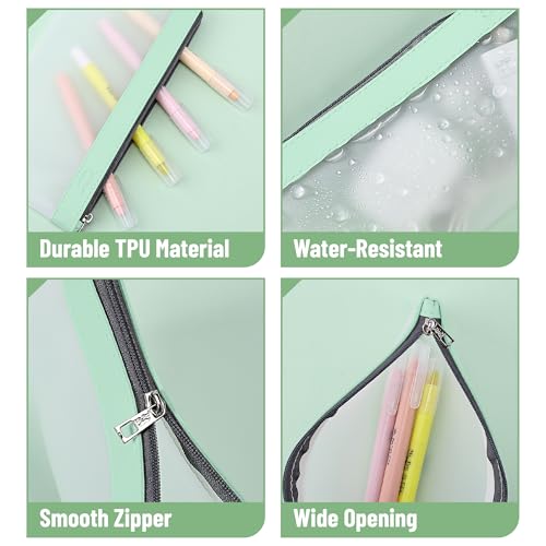 Image of Mr. Pen- Clear Pencil Pouch, 8.50 inchx4.25 inch, 6 Pack, Durable TPU Material | Medium Water-Resistant Pencil Bags with Smooth Zipper, Multipurpose Clear Pouch for Stationery, School, Office