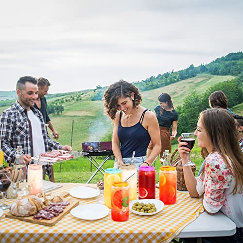 Glass Cups With Lids And Straws 6Pcs Set,Huaqi Beer Can Glass With Silicone Lids And Metal Straw,16Oz Drinking Glasses,Iced Coffee Cup,Glass Tumbler For Gift Whiskey, Cocktail, Wine,Smoothie, Boba Tea #TOP4