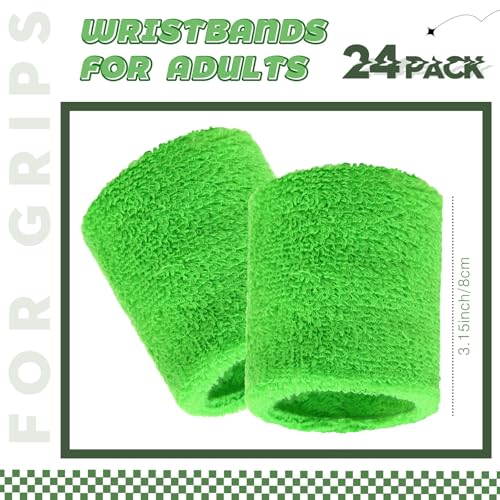 Image of Bememo 24 Pcs Wrist Sweatbands Bulk Sports Wrist Bands for Men Women Breathable Athletic Tennis Wristbands Stretchy Absorbent Cotton Terry for Basketball, Baseball, Gym, Working Out