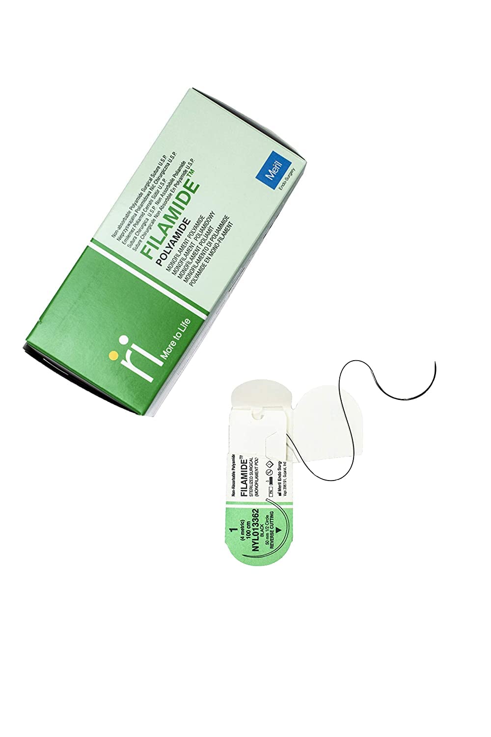 Training purpose suture thread for medical students, resident doctors, nurses-Pack of 12,Synthetic,Non- Absorbable,Monofilament,Meril (POLYAMIDE) Suture NYL01 3362