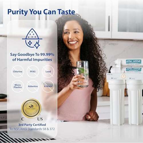 Image of APEC Water 5-Stage Under Sink Reverse Osmosis Water Filter System with Extra High Capacity Pre-Filter Set, Essence Series, WQA Certified, 50 GPD, Removes 99.99% of Contaminants, Home Water Filtration