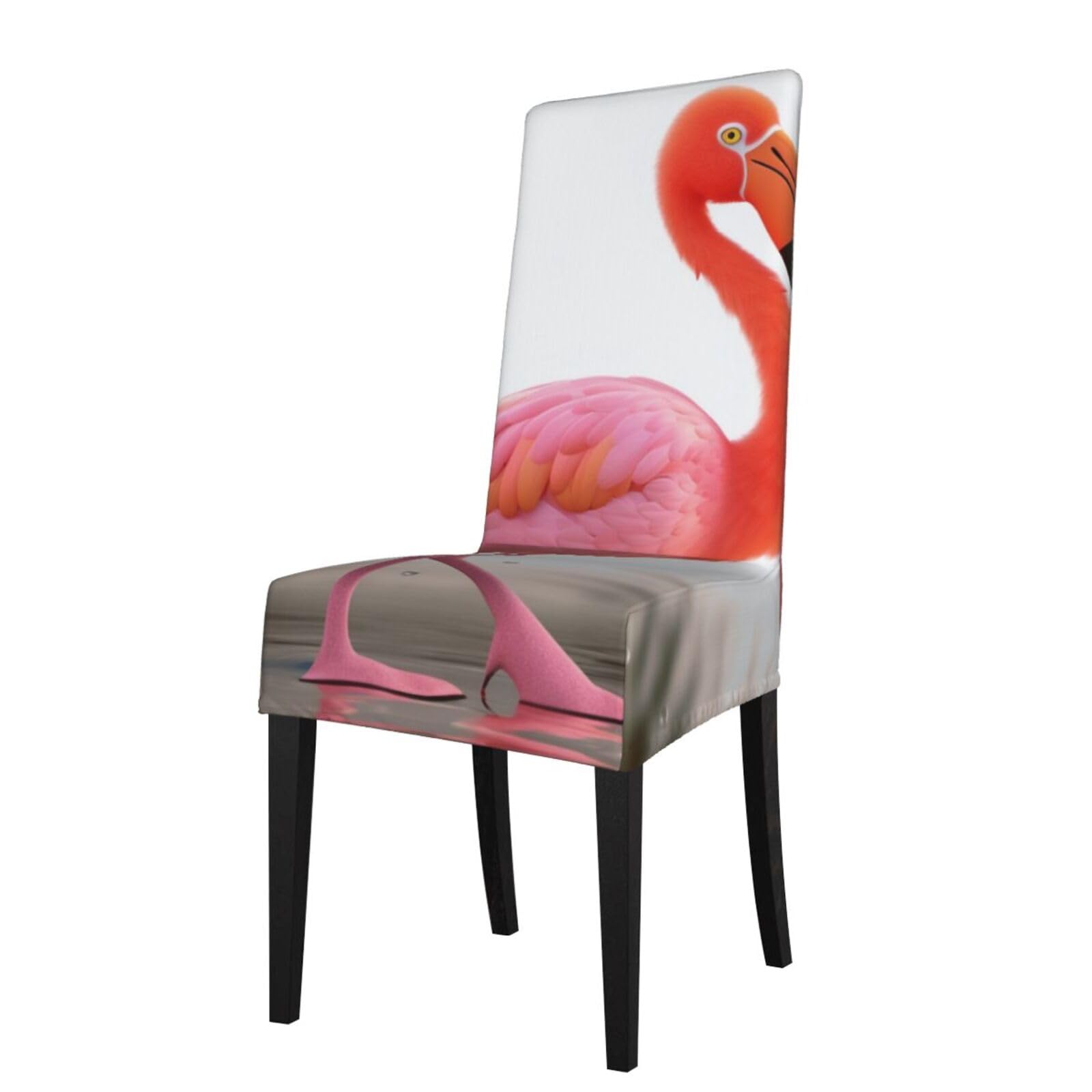 WPKJU Cartoon Flamingo Print Dining Chair Covers Removable Chair Seat Covers Decorative for Kitchen & Bar Stools