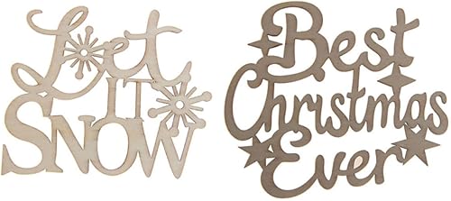 Miniatura 5 de EXCEART 4 piezas colgantes de madera de Navidad adornos de madera letras recortes de madera de Feliz Navidad recortes de madera chips de madera