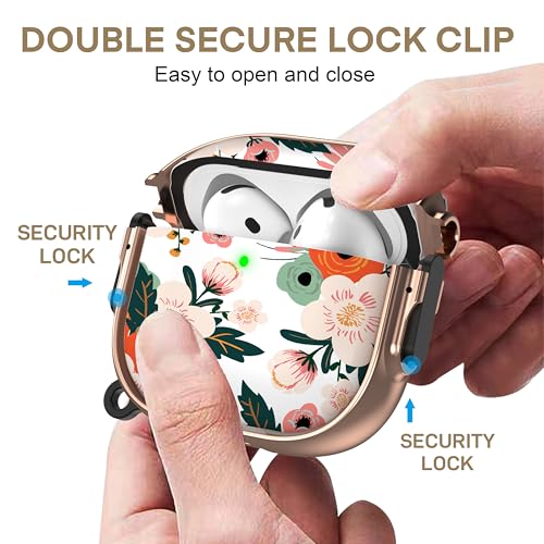 Image of Maxjoy for AirPods 4 Case with Lock, Cute AirPods 4 Case Lock Protective Soft AirPod 4 Generation Cover for Women Girly with Keychain Clip for AirPod 4th Generation Cover 2024, Flower