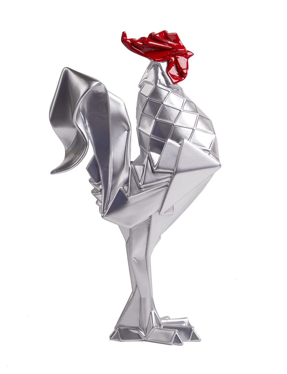Gallo Statua Scultura Animale Figurina Statuetta Casa Decorazione Regali Moderna Soprammobili Ornamento Ceramica Arte Argento 31cm