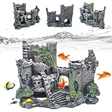 WIYETY Gran Castillo Decoración del Acuario: Adornos de Resina Castillo Decoraciones, Clásico Castillo Ruinas Accesorios, Acuario Accesorios Polyresin Paisaje para Peces, Camarones, Tortuga