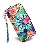 LOVESHE Women wallet RFID Blocking Purse Credit Card Clutch Zip Around Phone Clutch Large Travel Purse Wristlet Bohemian （YZ）