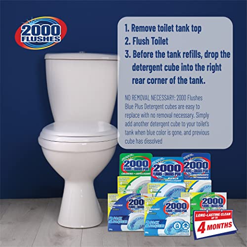 2000 Flushes Automatic Toilet Bowl Cleaner Blue plus Detergents 100g Makes scrubbing easier