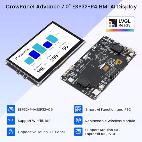 Image of ELECROW ESP32 Display 1024x600, 7 Inch HMI ESP32 IPS Touch Screen, Support AI Speech Interaction, ESP32-P4 Dual-Core Processor, Up to 400MHz, Compatible with Arduino, ESP-IDF, LVGL (Without Camera)