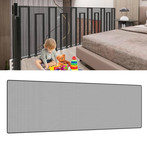 Aufun Kinder Sicherheitsnetz, Baby Balkon Geländer Treppenhaus Schutznetz, 600Lx90H cm Erhöhtes Langlebiger Treppenschutznetz Treppengeländer Zaun Mesh-Schutznetz für Kinder Haustiere, Schwarz