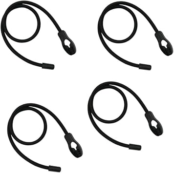 Heavy Duty Adjustable Elastics Stretch Lock Shock Bungee Cords Rope with PVC Coated Buckle All Black for Motorcycle, Cargo, Camping, RV, Trailer, Bicycle Carrier Rack, Trunk,Luggage 4 Pack