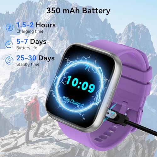 Image of Smart Watch for Men - 1.85 inch HD 2026 Upgraded Fitness Tracker Bluetooth Call and Text Smartwatch with 7 Day Battery 5 ATM Waterproof Heart Rate Sleep Monitor 130+ Sport Modes for Android & iOS (Purple)