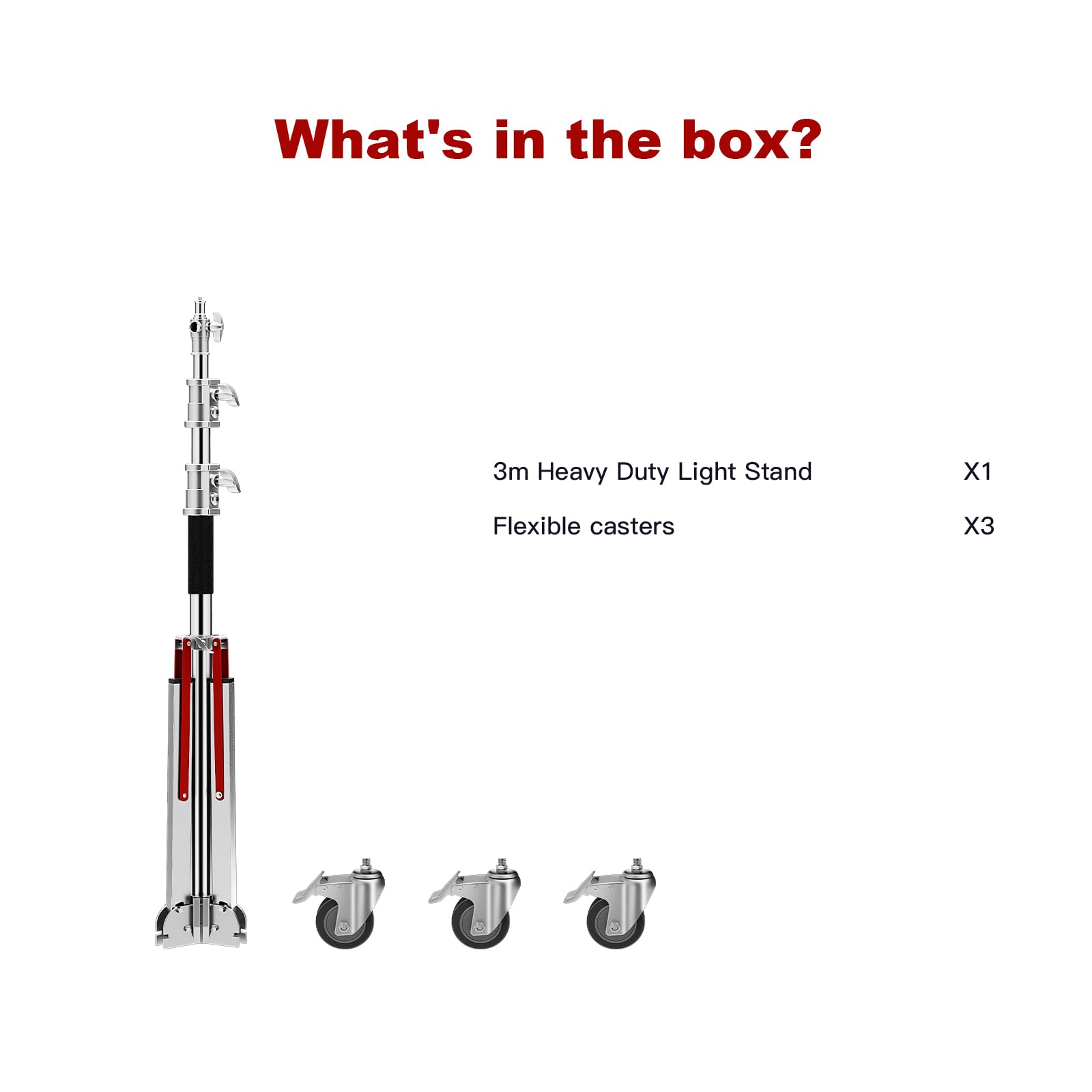 Soonpho WS-300 Pro Light Stand 100% Acciaio Inox Stativo per Luci C con Ruote e Braccio,Stativo a C Pesante in Metallo Altezza massima 300 cm (9,84 piedi) per Riflettori,Monoluci