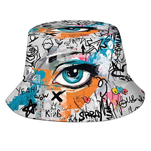 Image of Retro Jamaica Bucket Hat for Adult Fashion Doughnut Print Hat Travel Packable Sun Cap Outdoor Hat for Women and Men