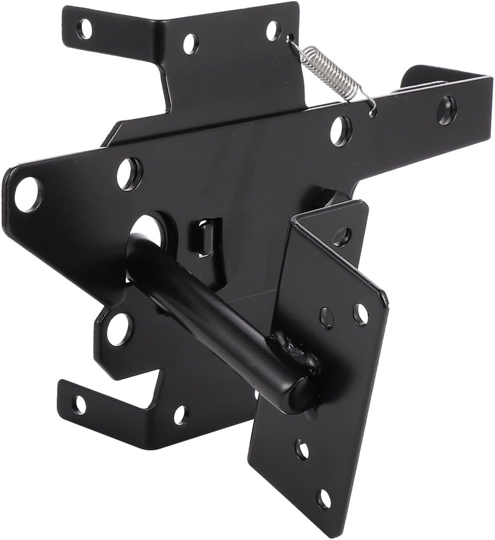 FUOYLOO Heavy Duty Self-Locking Gate Latch with Automatic Fast Spring Bolt for Wood Doors, Post Mount Door Latch for Outdoor Gates and Fences