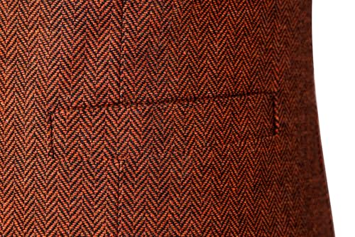 Image of SOLOVEDRESS Mens Vintage Tweed Suit Vest V Neck Casual Wool Waistcoat for Wedding Groomsmen