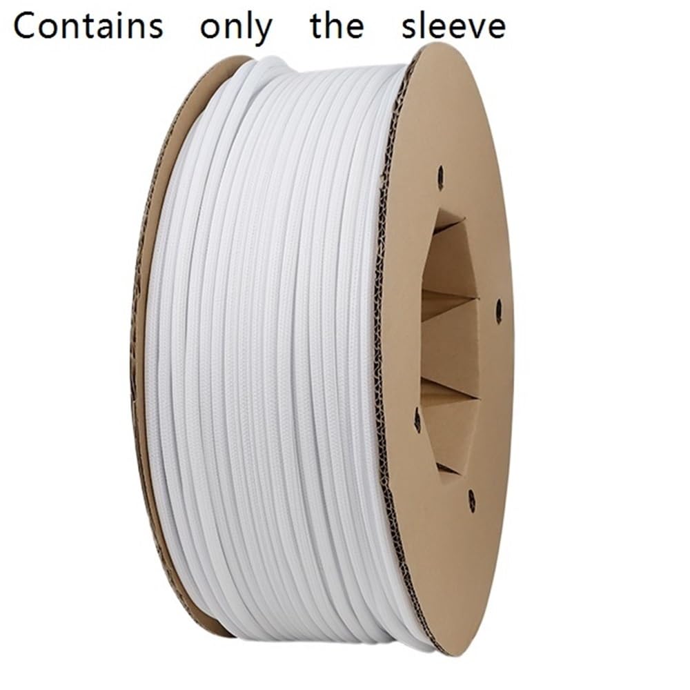 Funda Trenzada expandible de Pet Gestión de Cables Extensible Que Envuelve 3-25m m la Malla Cerrada del uno Mismo Trenzado Animal DOMÉSTICO Blanco(25MM*8METERS)