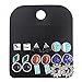 9 Pairs Multiple Stone Stud Earrings Sets for Women Popular Triangle/Round/Square/Bar Earring Studs