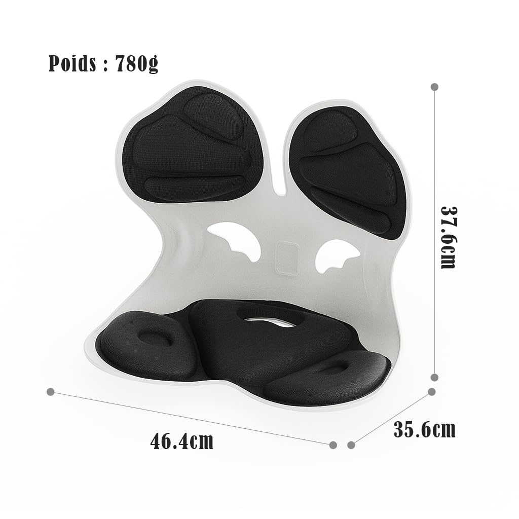 Fabulcozy Cushion Ergonómico para la Región Lumbar, Soporte para la Espalda, Ideal para Casa, Oficina y Coche. Tamaño: 42L x 32I x 34H cm, Color Negro