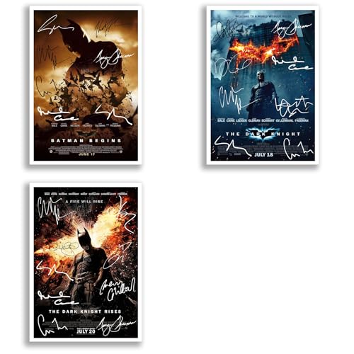 Mounted Gifts Trading The Dark Knight Batman Trilogy All Movie Film Posters Cast Signed A4 Poster Photo Print Framed Autograph Gift Christian Bale Heath Ledger (Trilogy A3 Poster Only)