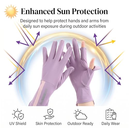 Image of 2 PCS Hand Gloves for UV Sun Protection, Breathable Sunscreen Driving Glove Cooling Arm Full Finger Ice Silk Non-Slip Touch Screen Anti Uv Gloves Mitt, Car Driving Long Glove Arm
