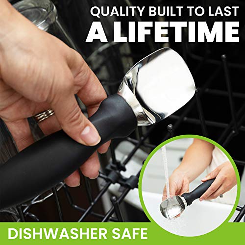 Spring Chef 18/8 Stainless Steel Ice Cream Scoop with Soft Grip Handle - Heavy Duty Ice Cream Scooper for Gelato, Sorbet, Cookie Dough, Melon, Sundae - Dishwasher Safe Kitchen Tool - Black - Image 4