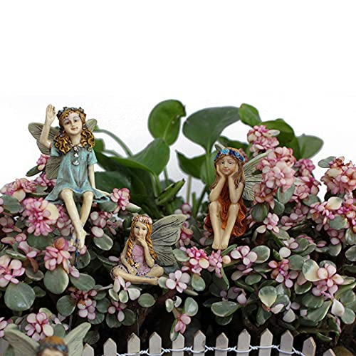 ArtnIndia Kit de ornamento de jardim, 6 peças, estátuas de fadas, estatuetas em miniatura, acessório