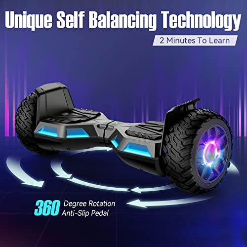 Lieagle Hoverboard For Kids Ages 6-12, 8.5'' Two Wheel All Terrain Hoverboards With Bluetooth Speaker, Self Balancing Scooter With Flashing Led Lights #TOP5