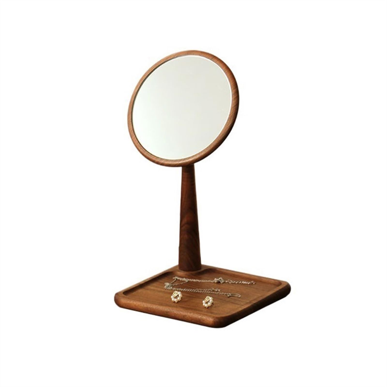 KFGISD, with Tray Walnut Dressing Mirror Desktop Standing Mirror Gift for Women Tabletop Cosmetic Mirror,Tabletop Mirror