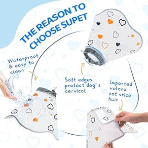 Supet Dog Cone for Dogs After Surgery, Comfortable Dog Cones for Large Dogs to Stop Licking, Soft Dog Cone Collar with Protect Neck Fabric, Protective Elizabethan Collar for Medium Small Dogs Love L