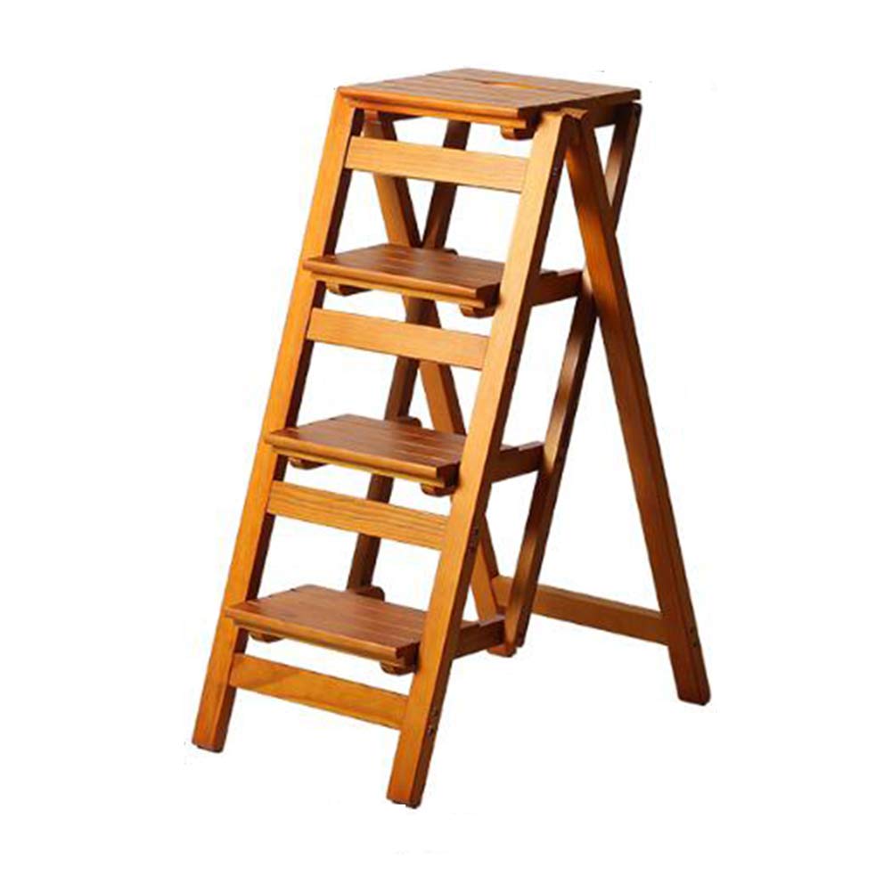 Tabouret échelle 4 marches avec pédale ascendante en bois de noyer LUNEZY
