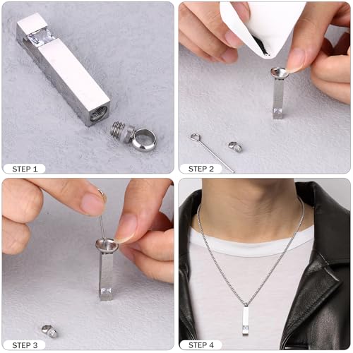 Milacolato 2 Stück Urnen-Anhänger für Gedenkstätten, Schmuck, Asche, Edelstahl, Schwarz, mit CZ-Halskette, Edelstahl, Zirkon