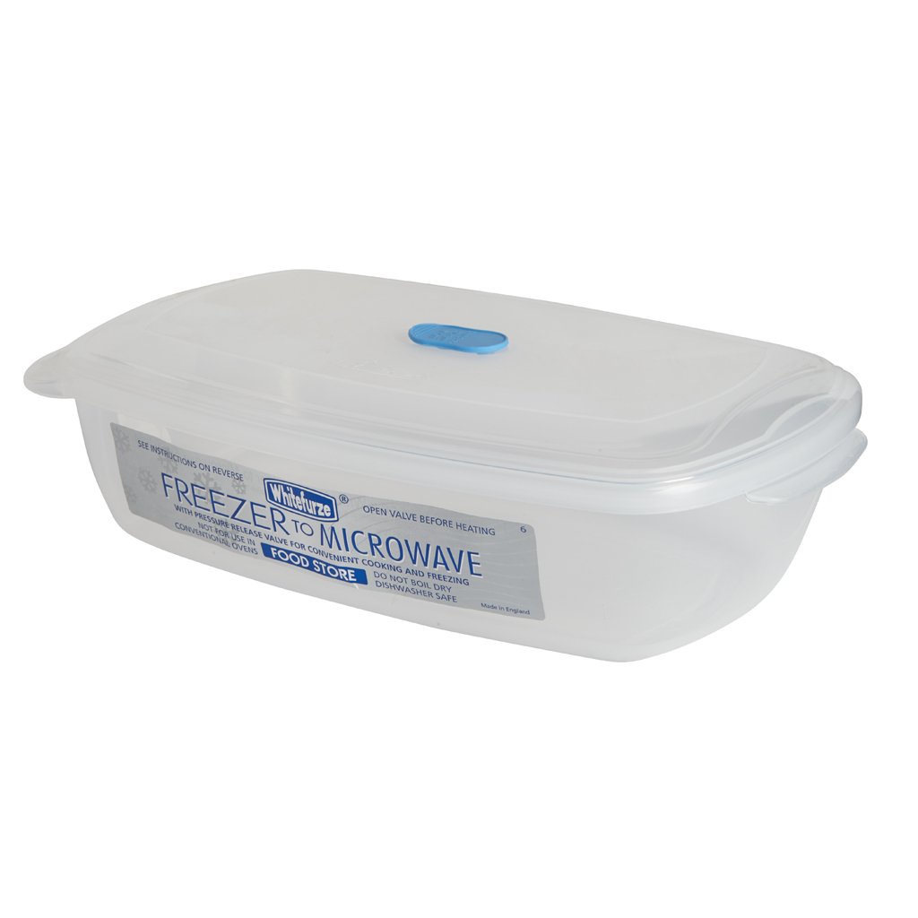 Whitefurze Freezer Microwave Rectangular Food Staorge Box, 2.33 Litre, Pack of 2
