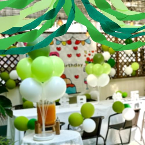 Image of PheiLa Green Crepe Paper Streamers 6 Rolls 492ft, Crepe Paper Birthday Decorations Green Party Supplies for DIY Gift Wrapping Wedding Holiday Party Decor, 1.77 Inch x 82 Ft /Roll
