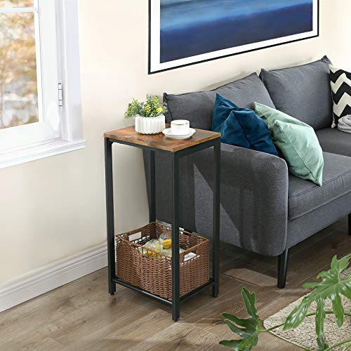 Vasagle Indestic Side Table, End Table, Telephone Table With Mesh Shelf, High And Narrow, Hallway, Living Room, Metal, Easy Assembly, Space Saving, Industrial, Rustic Brown And Black Ulet76Bx #TOP1