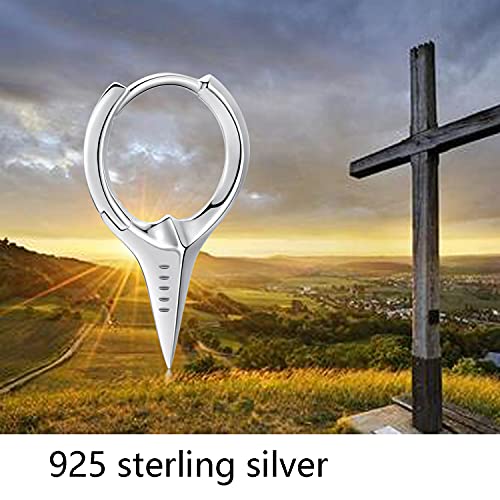 Spike Earrings 925 Sterling Silver Sword Cross Huggie Hoop Earrings Small Dagger Dangle Drop Hoop Earrings Hypoallergenic Earrings for Women Men2