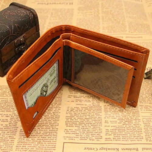 Valicclud Carteira masculina legal de couro PU para cartão de crédito para foto e porta-cédulas (caf