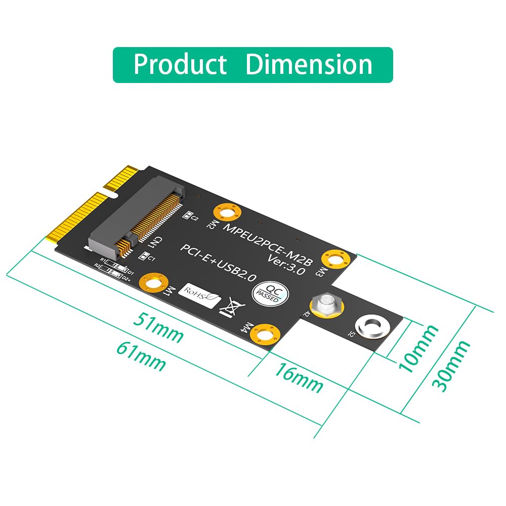 KALEA-INFORMATIQUE Adaptateur M2 M Key vers miniPCIe pour Monter Une