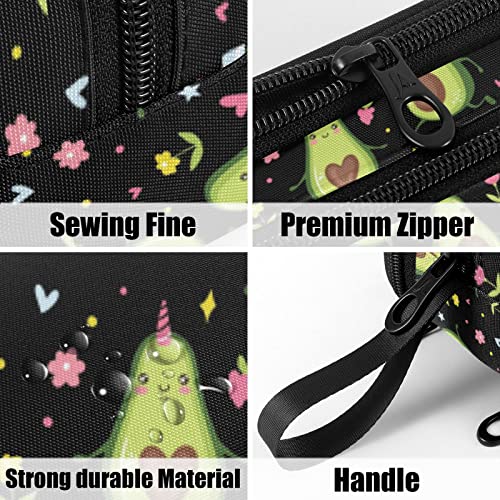 Image of Fustylead Cute Avocado Pencil Pen Case Stationery Bag 3 Compartments School College Office Organizer Cosmetics Bag