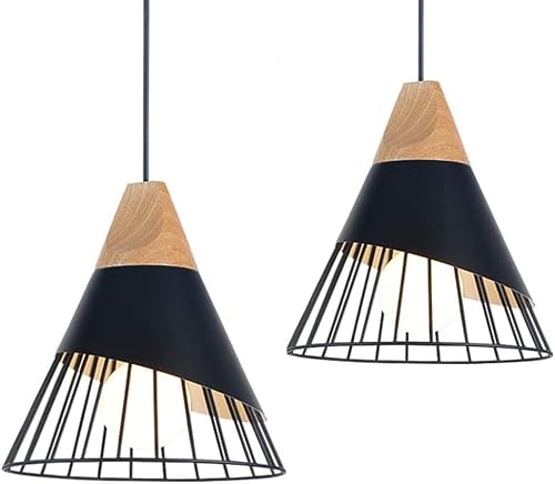 Mxsaoud Pendant Lights Kitchen Black 2 Pack,Industrial Modern Lighting Hanging