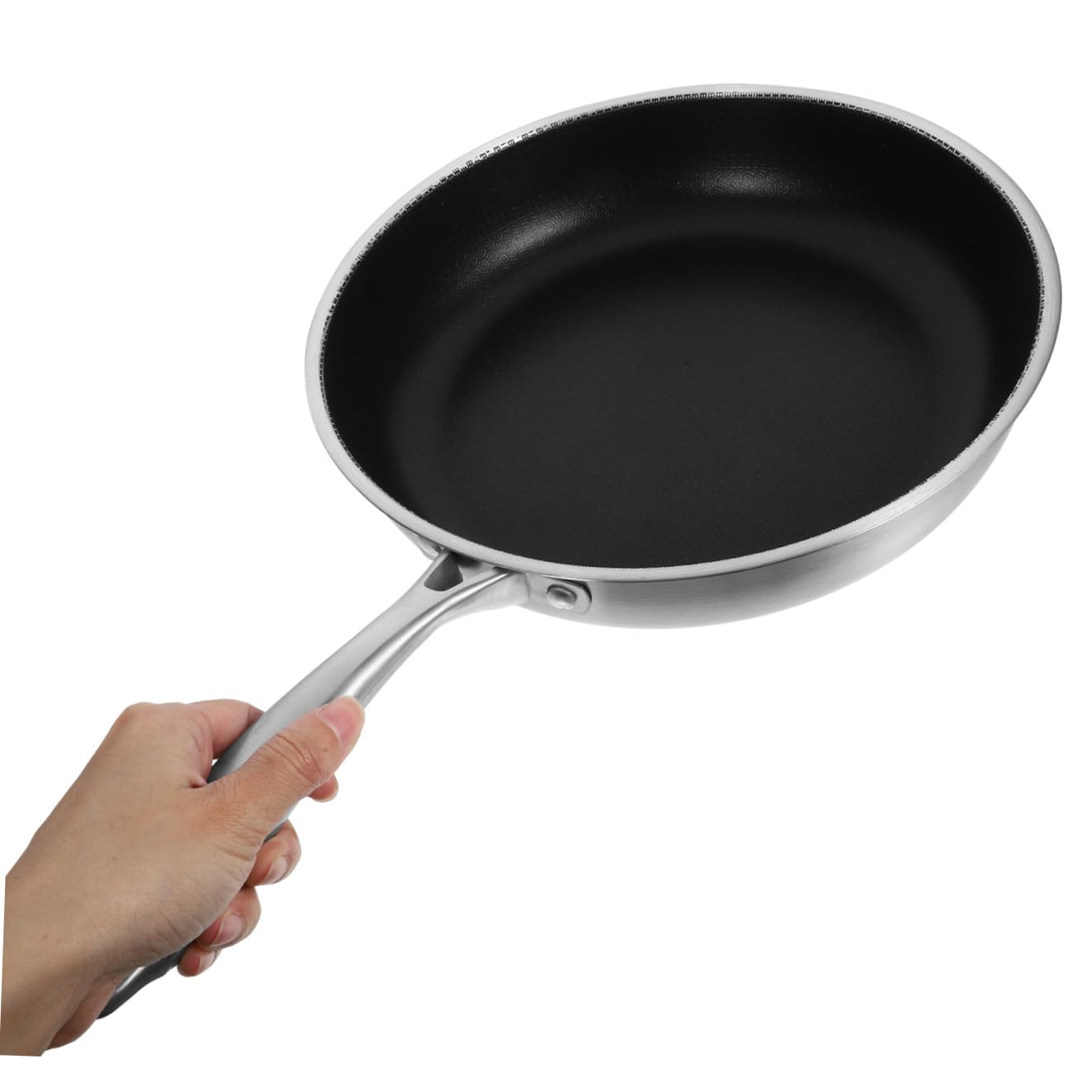 ULTECHNOVO Padella in Acciaio Inox Nido Ape Nera per Uovo e Bistecca | Struttura Honeycomb, Impugnatura Ergonomica e Leggera, Uso Domestico, Riduce Consumo D'olio