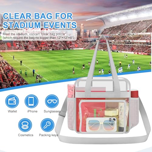 Image of Busiuw Clear Bag for Stadium Events, Stadium Approved 12x12x6 Clear Tote Bag for Sport Fan, Work Concert Travel