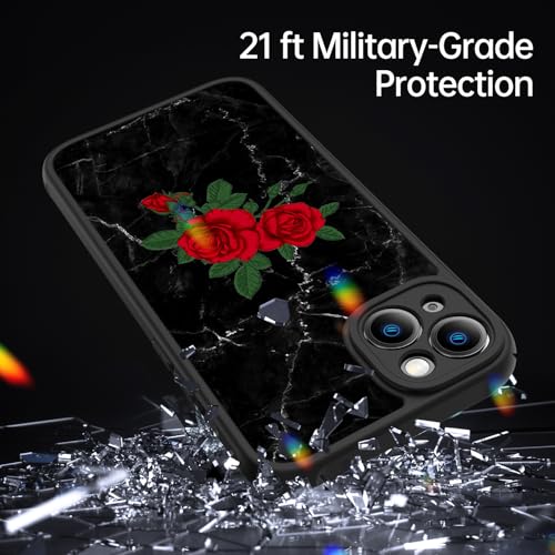 Coque iPhone 14 Plus antichoc transparente mate fleurie avec vitre ecran