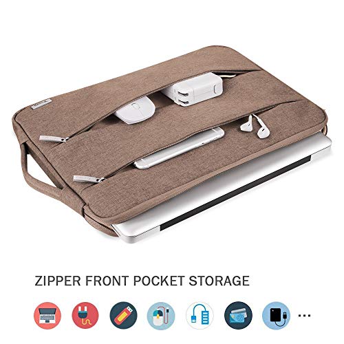 V Voova 14 15 15.6 Inch Laptop Sleeve Case,Slim Computer Cover Bag with Handle Compatible with MacBook Pro 16,Surface Book 3 15,Chromebook 14,Acer Aspire 5,HP Pavilion,Lenovo Yoga,Khaki - Thumbnail 3