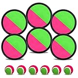 Toss and Catch Ball Set, Catch Game Toys Outdoor Games for Kids Beach Toys with 6 Paddles 6 Balls 1 Storage Bag, Perfect Beach Games Toys Gift for Kids/Adults/Family (Upgraded)