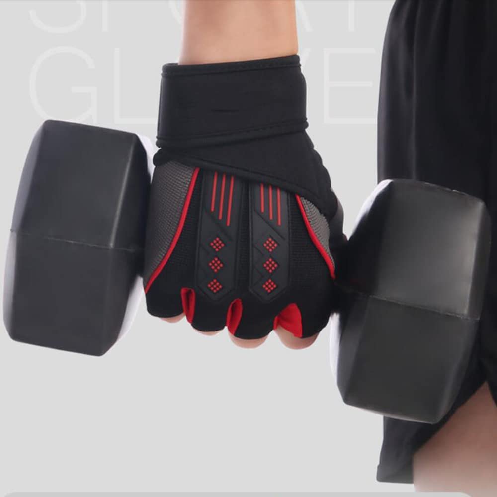 Guantes de gimnasio Culturismo Deportes Fitness Entrenamiento con mancuernas Guantes transpirables para entrenamiento de levantamiento de pesas (Color: O, Tamaño: XL) (Azul Verde Rojo Blanco M)